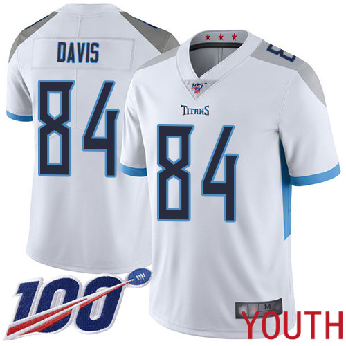 Tennessee Titans Limited White Youth Corey Davis Road Jersey NFL Football #84 100th Season Vapor Untouchable->youth nfl jersey->Youth Jersey